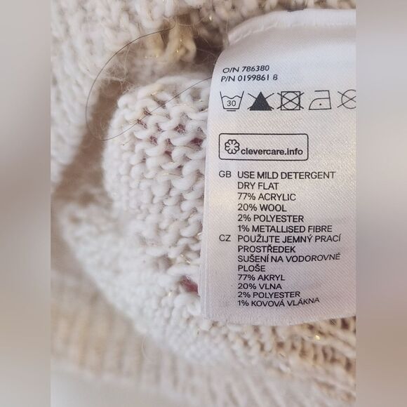 H&M M Cream Chunky Knit Longsleeves WOOL Blend Women’s Sweater - Picture 3 of 10